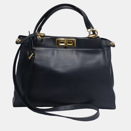 Fendi Peekaboo Small Black Leather Top Handle Bag 1184205