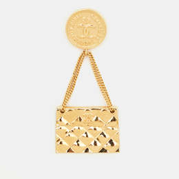 Chanel Hanging Flap Bag Motif Gold Tone Pin Brooch 1184400