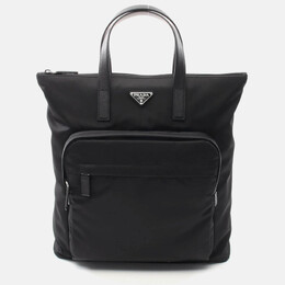 Prada Tessuto Black Nylon Saffiano Leather Backpack Bag 1185073
