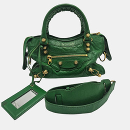 Balenciaga Mini Classic City Green Leather Edge Top Handle Bag 1184264