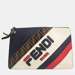 Fendi Mania Clutch White Leather Pouch Bag 1184229