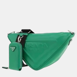 Prada Triangle Green Leather Shoulder Bag 1184289