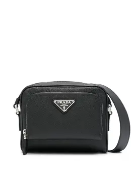 Prada enamel-logo messenger bag 22661285