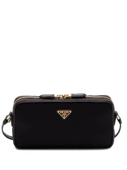 Prada enamel-triangle crossbody bag 24955692