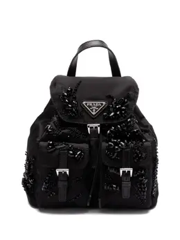 Prada enamel triangle-logo backpack 26034378