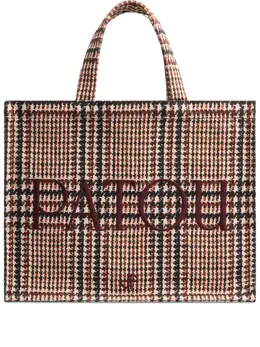 Patou logo-embroidered check tote bag 30301058