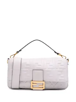 Fendi 2000-2010 Large Zucca Embossed Leather Baguette satchel 31296981