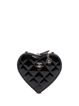 Chanel 2021-2025 Quilted Patent Calfskin CC Heart Clutch With Chain crossbody bag 31298778