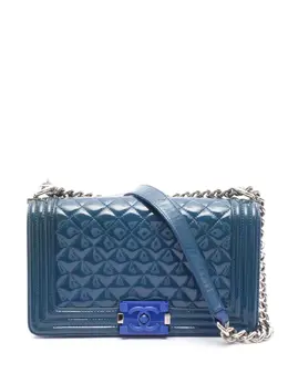 Chanel 2014-2015 Old Medium Quilted Patent Acrylic Boy Flap crossbody bag 31303049