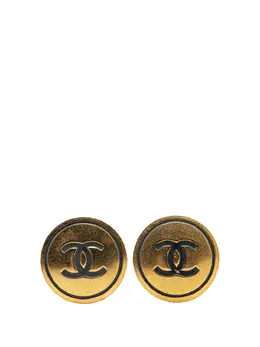 Chanel 1993 Gold Plated CC Round Clip On Earrings costume earrings 31303541
