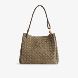 Сумка через плечо Bottega Veneta из замши плетеная, зеленый r04463028 | cypress-muse brass