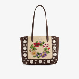 Сумка-шоппер Valentino Garavani Нелькот маленькая замшевая, мультиколор r04467848 | multicolor/testa di moro