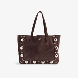 Сумка-тоут замшевая Valentino Garavani Nellcôte, коричневый r04447955 | testa di moro