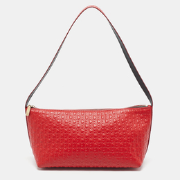 CH Carolina Herrera Red Monogram Embossed Leather Pochette Bag 1186886