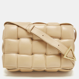 Bottega Veneta Beige Intreccio Leather Padded Cassette Shoulder Bag 1186989