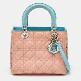 Christian Dior Multicolor Cannage Leather and Snakeskin Medium Lady Christian Dior Tote 1186788