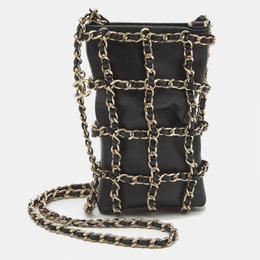 Chanel Black Leather Tech Me Out Clutch with Chain 1186807