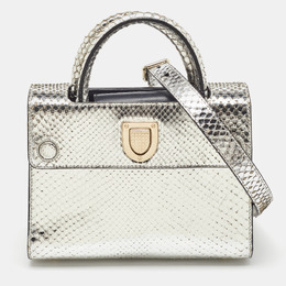 Christian Dior Metallic Silver Python Mini Christian Diorever Tote 1186721