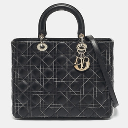 Christian Dior Black Cannage Stitched Leather Large Lady Christian Dior Tote 1186975