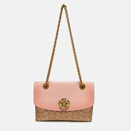 Coach Pink/Beige Signature Coated Canvas and Leather Parker Shoulder Bag 1186026