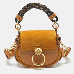 Chloe Chloé Brown/Tan Leather and Suede Small Tess Crossbody Bag 1185667