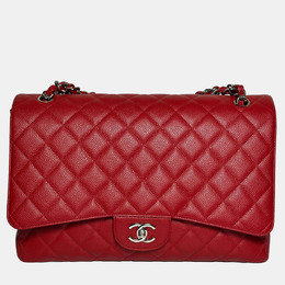 Chanel Red Caviar Maxi Classic Flap Bag in SHW 1185931