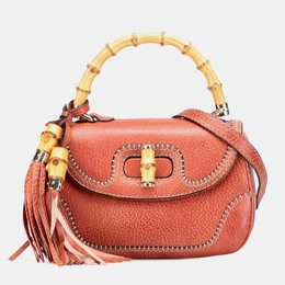 Gucci Red Small Leather New Bamboo Satchel 1185622