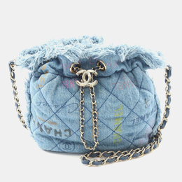 Chanel Small Blue Denim Bucket Crossbody Bag 1185315