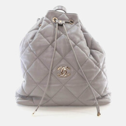 Chanel Drawstring Grey Calfskin Bucket Backpack 1184710