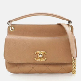 Chanel CC Lock Mini Beige Caviar Top Handle Flap Bag 1184716