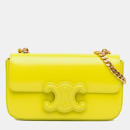 Celine Yellow Calfskin Cuir Triomphe Chain Shoulder Bag 1184414