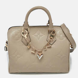 Louis Vuitton Tourterelle Monogram Impreinte Leather Speedy 25 Bandouliere Bag 1184165