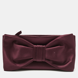 Valentino Burgundy Satin Bow Clutch 1187183
