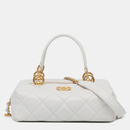 Chanel White Métiers d'Art CC Quilted Lambskin Box with Top Handle Bag 1186673