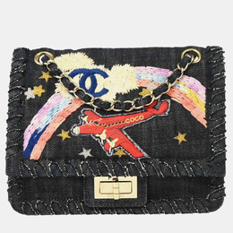 Chanel Night Flight Mademoiselle Lock Indigo Denim Shoulder Bag 1186634