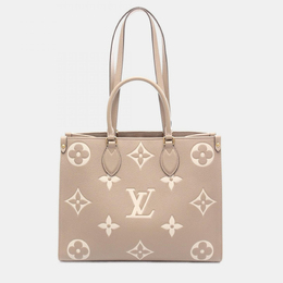 Louis Vuitton OnTheGo MM Beige Monogram Leather Tote Bag 1185564