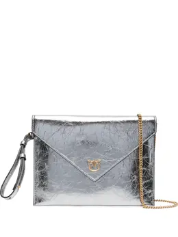 Pinko small metallic-leather flap clutch 31115390