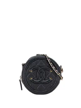 Chanel 2019 Caviar CC Filigree Round Clutch with Chain crossbody bag 31357037