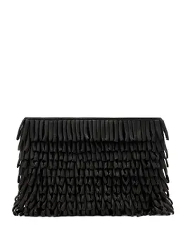 Allsaints Bettina leather fringe clutch 31132856