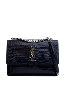 Saint Laurent 2017 Medium Croc Embossed Calfskin Sunset Flap crossbody bag 31342557
