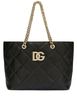 Dolce & Gabbana стеганая сумка-тоут с логотипом DG, черный bb7178ab464 | черный
