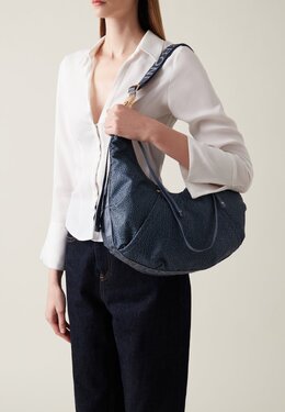 Сумка FOLD HOBO MEDIUM Borbonese, цвет Denim b5b51h0bc-k11 | denim