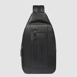 Рюкзак слинг Piquadro Urban, фактура гладкая, черный 1480265756