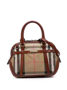 Burberry 2000-2017 Small Leather Trimmed House Check Canvas Bridle Orchard satchel 31361024