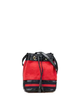Gucci 2016-2025 Mini Suede and Patent Web Ophidia bucket bag 31381135