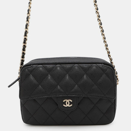 Chanel Matelasse Black Caviar Leather Clutch with Chain Bag 1183005