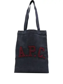 A.P.C. medium logo-embroidered denim tote bag 31188779