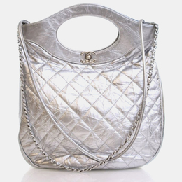 Chanel 31 Silver Crinkled Calfskin Shoulder Bag 1184583
