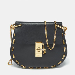 Chloe Black Leather Medium Chain Around Drew Shoulder Bag 1188659
