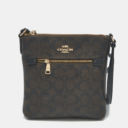 Coach Black/Brown Signature Coated Canvas and Leather Mini Rowan Messenger Bag 1188481